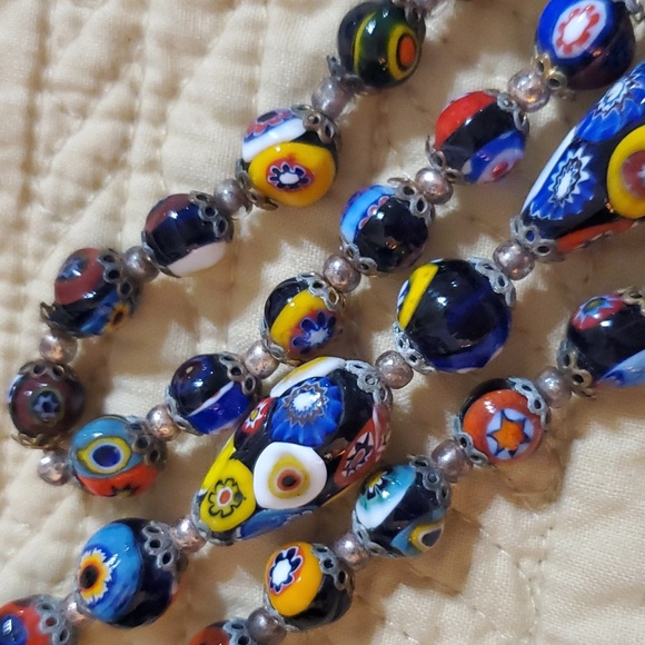 Venetian Milifore Glass Bead Necklace - Picture 3 of 4